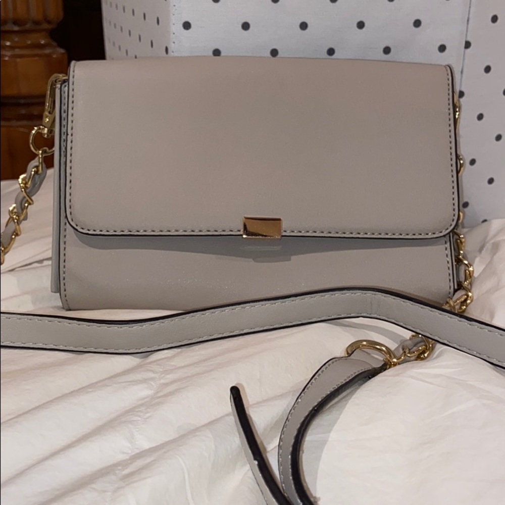 Grey leather crossbody